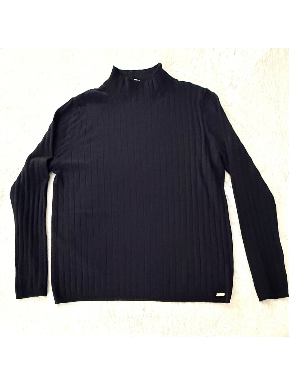 Calvin Klein Women’s XL Black Ribbed Mock Neck Pullover Sweater Rayon Blend NWT